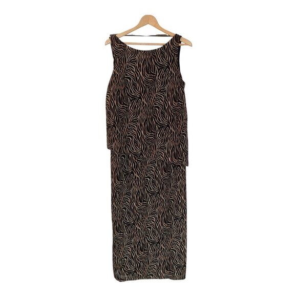 Vintage Zebra Print Sleeveless Maxi Dress Womens Size 14 by MSK Made in USA - Picture 1 of 6
